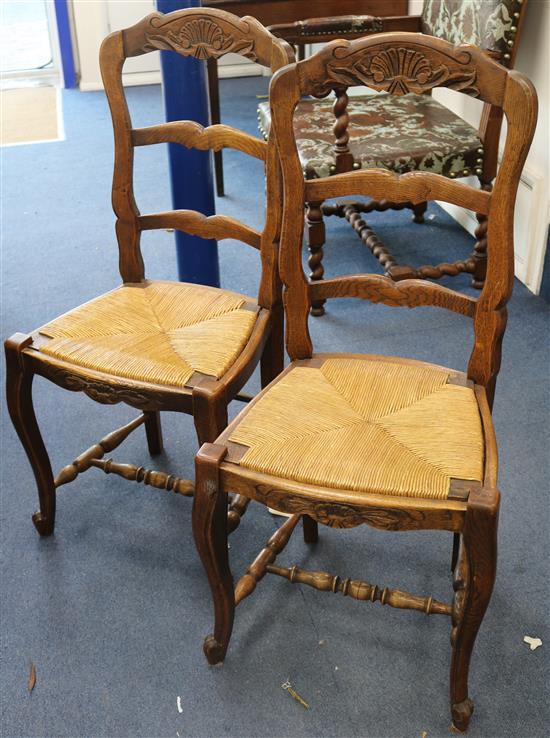 A set of six French oak farmhouse chairs